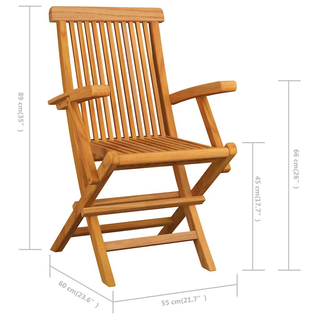 Folding Chairs 6 pcs Solid Teak Wood