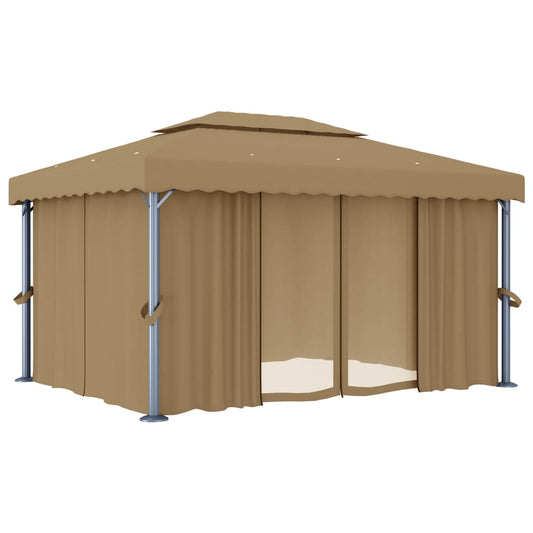 Gazebo with Curtain 4x3 m Taupe Aluminium Gazebo with Curtain 4x3 m Taupe Aluminium