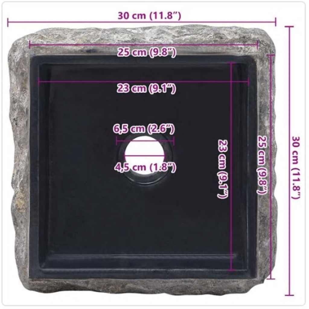 Sink Black 30x30x13 cm Marble