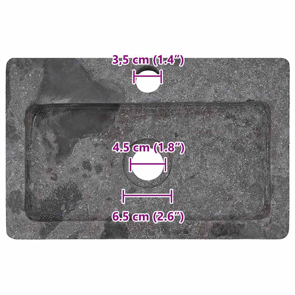 Sink Grey 38x24x6.5 cm Marble
