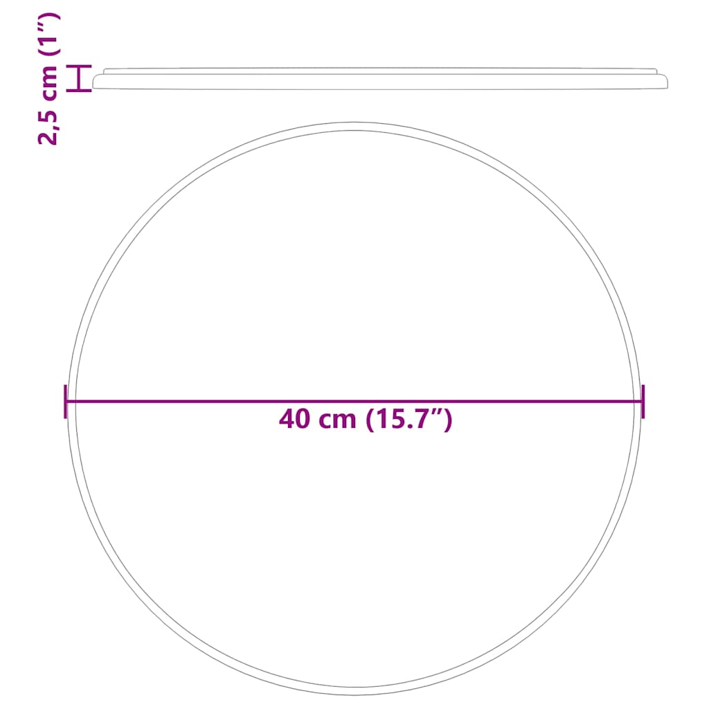 Table Top | Black | Marble | Ø40x2.5 cm | Durable | Table Top | Round