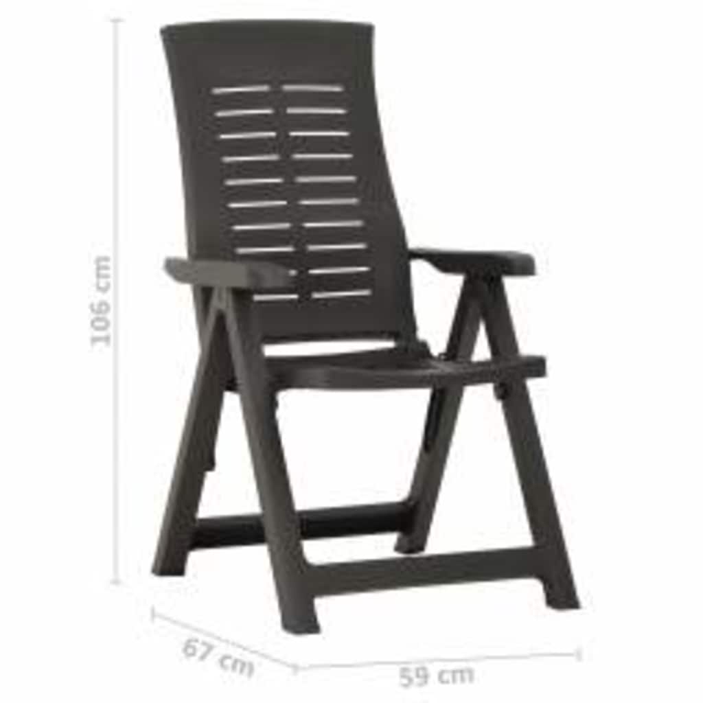 Reclining Folding Chairs 2 pcs Plastic Anthracite