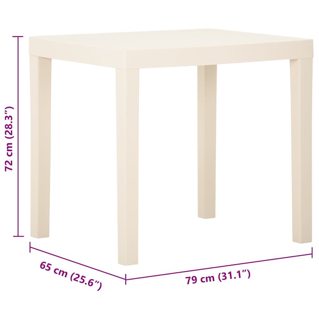 315842 vidaXL Garden Table White 79x65x72 cm Plastic