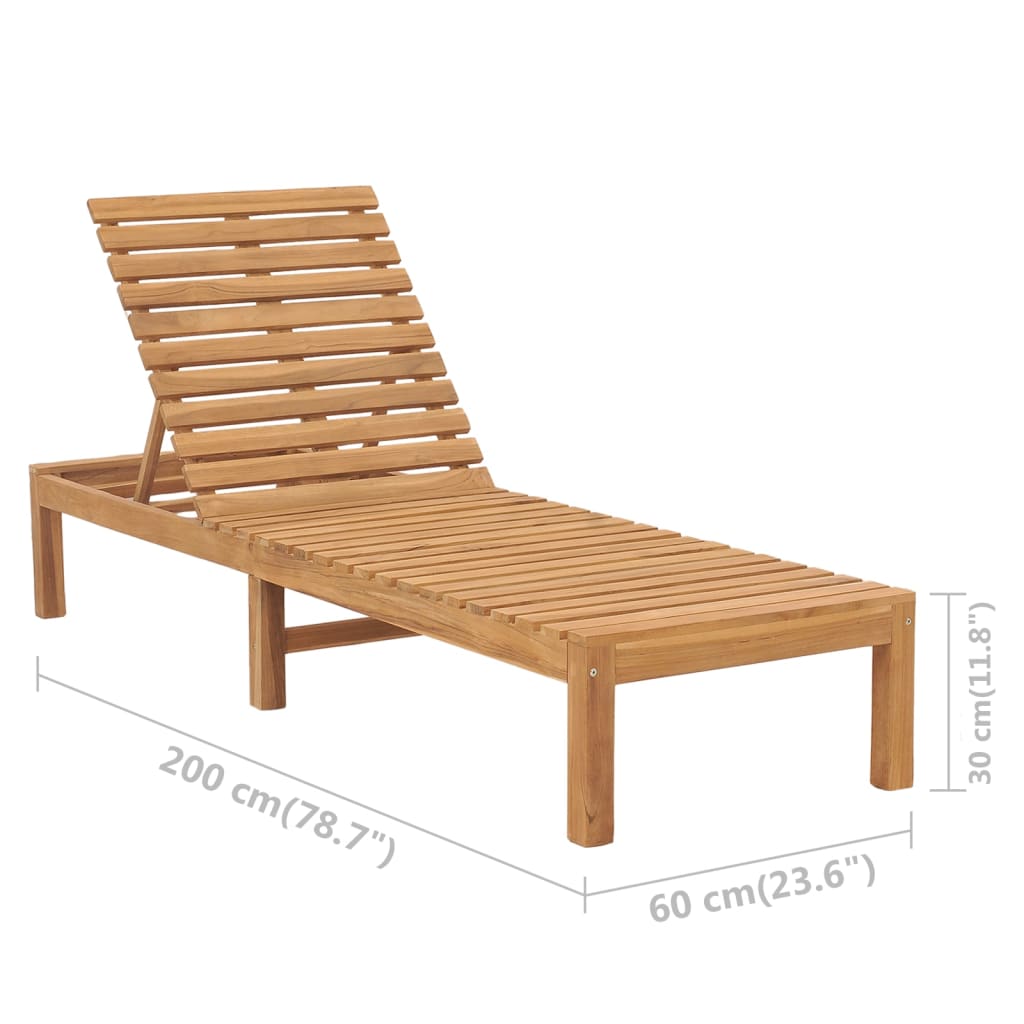 316171 vidaXL Sun Lounger Solid Teak Wood