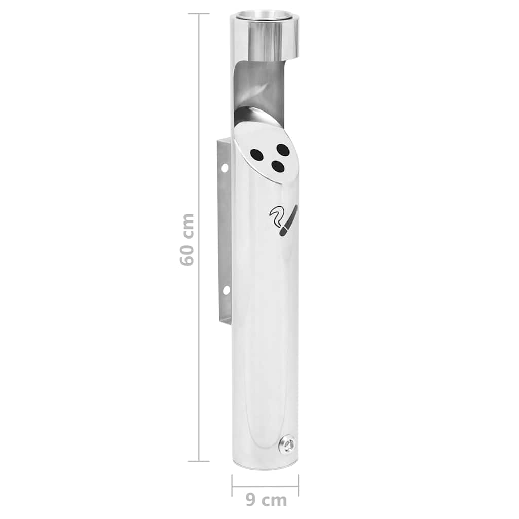 149570 vidaXL Wall Mounted Ashtray Stainless Steel