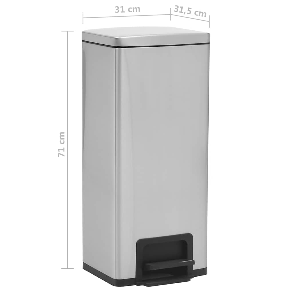 Dustbin with Pedal Anti-fingerprint 30L Silver Stainless Steel