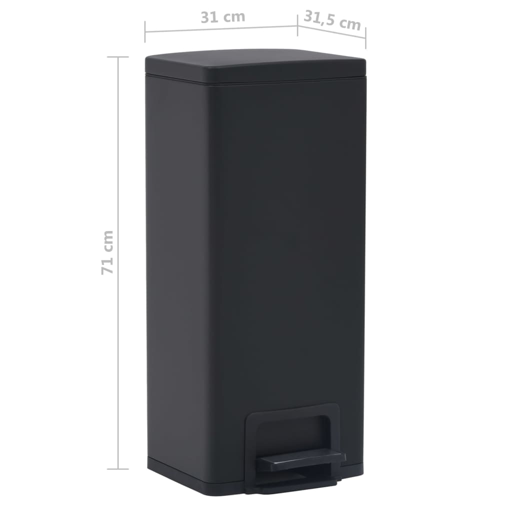 149573 vidaXL Dustbin with Pedal Anti-fingerprint 30L Black Stainless Steel