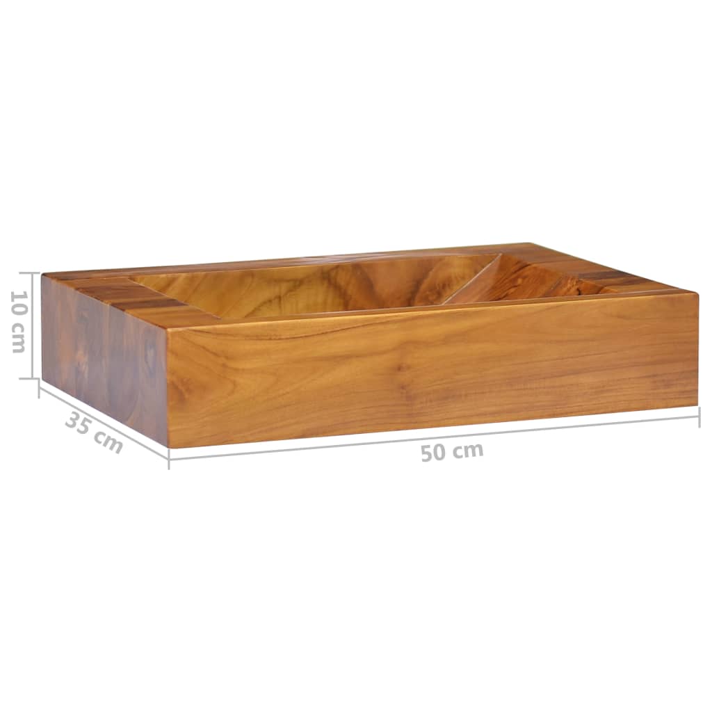 326163 vidaXL Basin Solid Teak Wood 50x35x10 cm