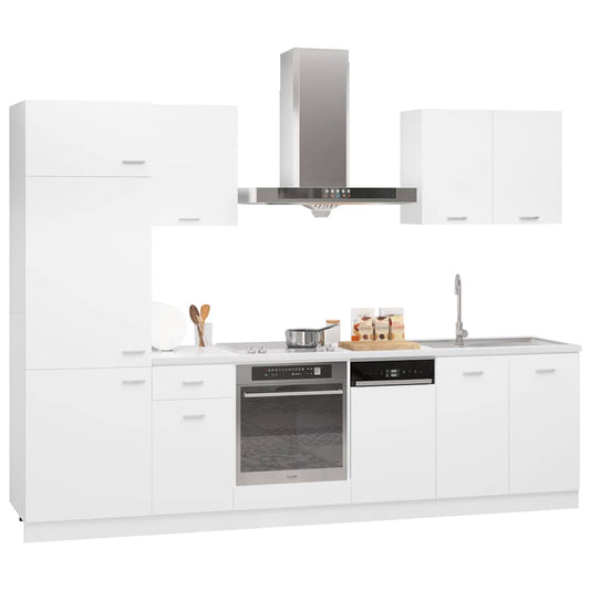7 Piece Kitchen Cabinet Set Lyon White Engineered Wood 7 Piece Kitchen Cabinet Set Lyon White Engineered Wood