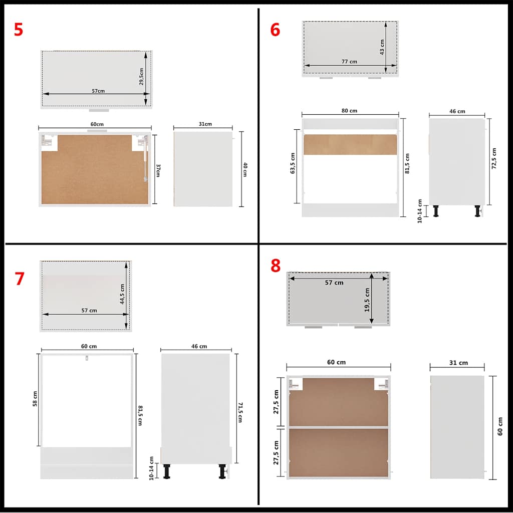 8 Piece Kitchen Cabinet Set "Lyon" White Engineered Wood