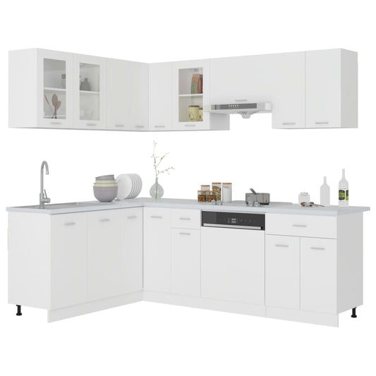 11 Piece Kitchen Cabinet Set Lyon White Engineered Wood 11 Piece Kitchen Cabinet Set Lyon White Engineered Wood