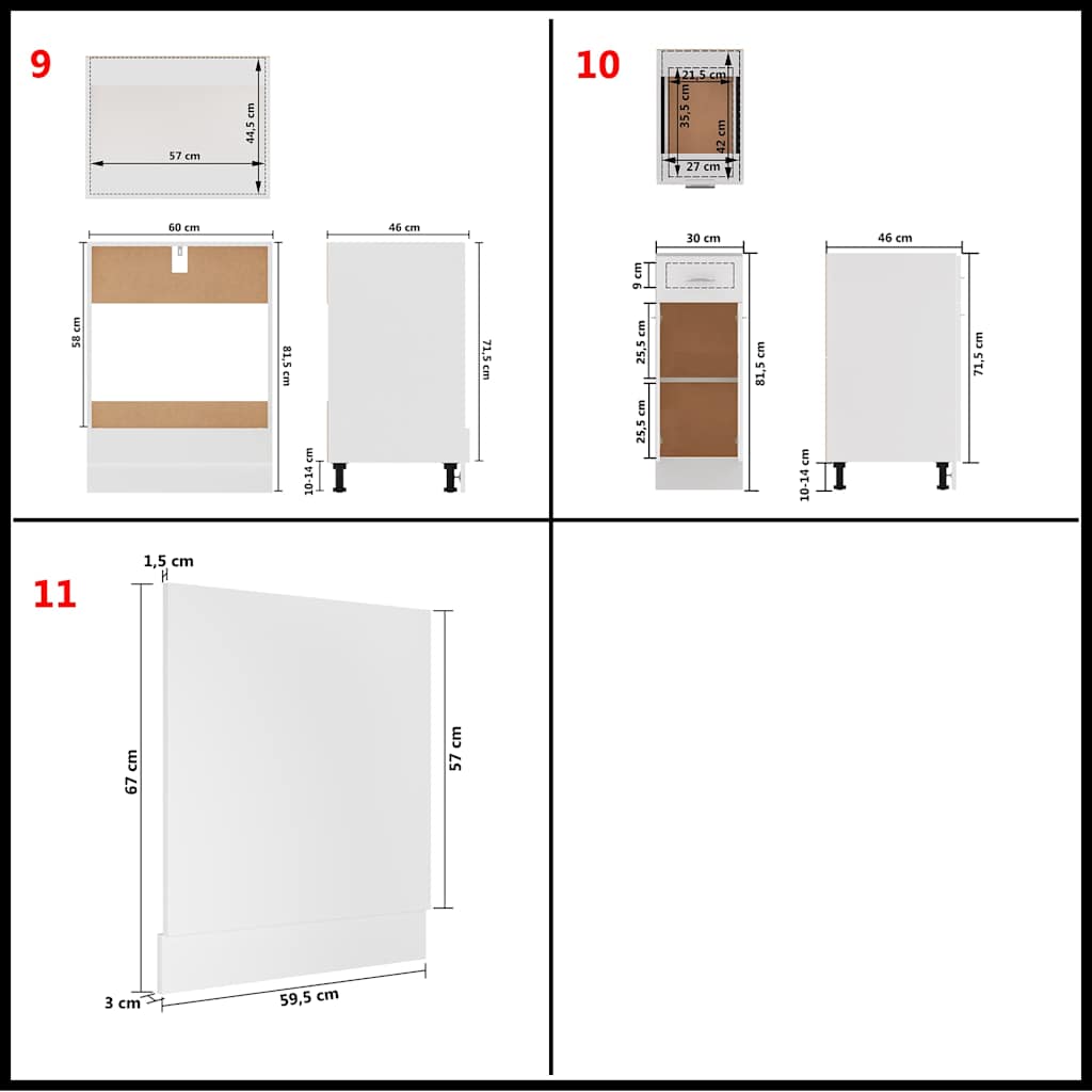11 Piece Kitchen Cabinet Set Lyon" White Engineered Wood