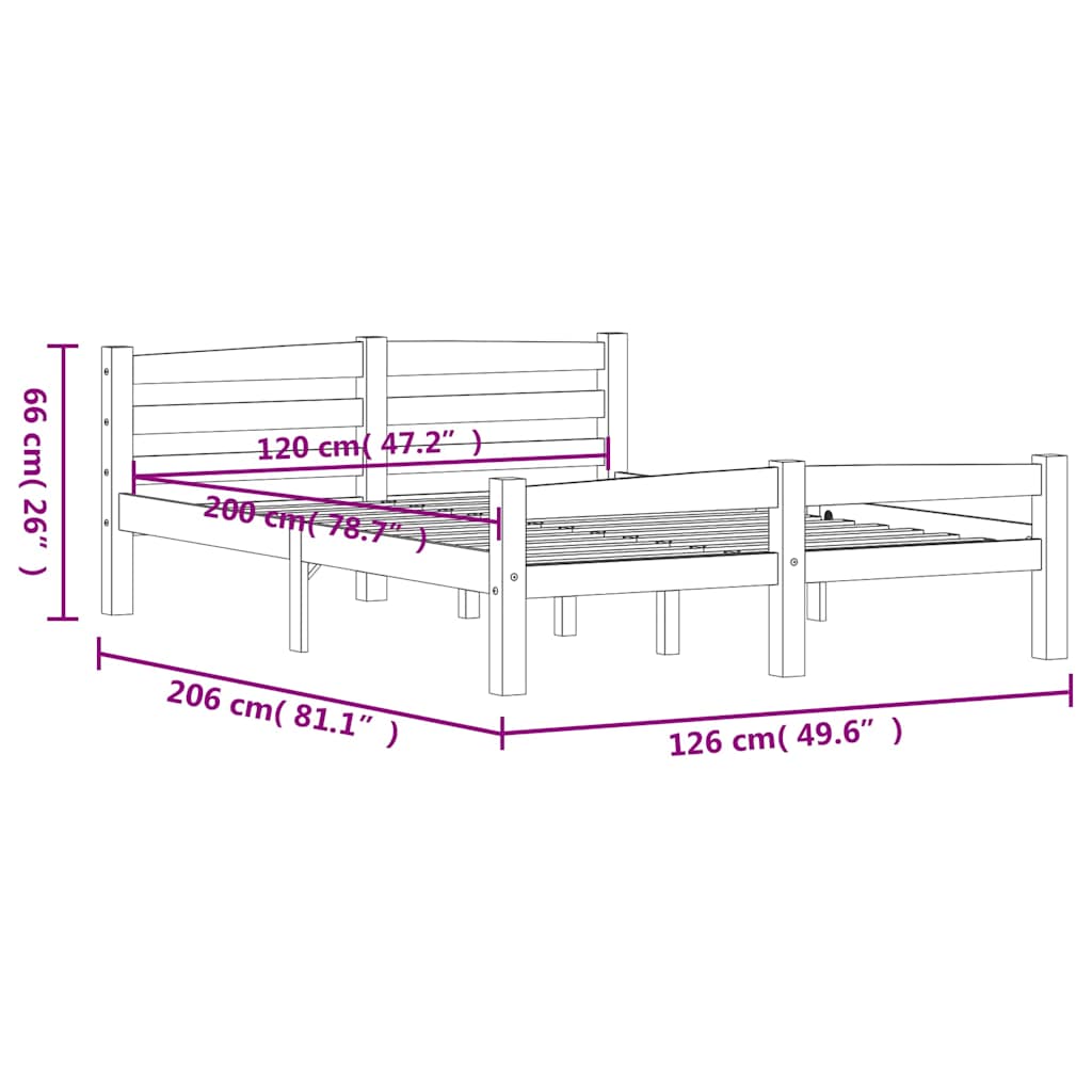 Bed Frame without Mattress Honey Brown Solid Pinewood 120x200cm