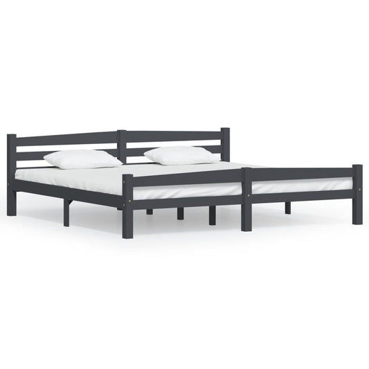 Bed Frame | Dark grey | Solid pinewood, plywood | Double | Durable Bed Frame | Dark grey | Solid pinewood, plywood | Double | Durable