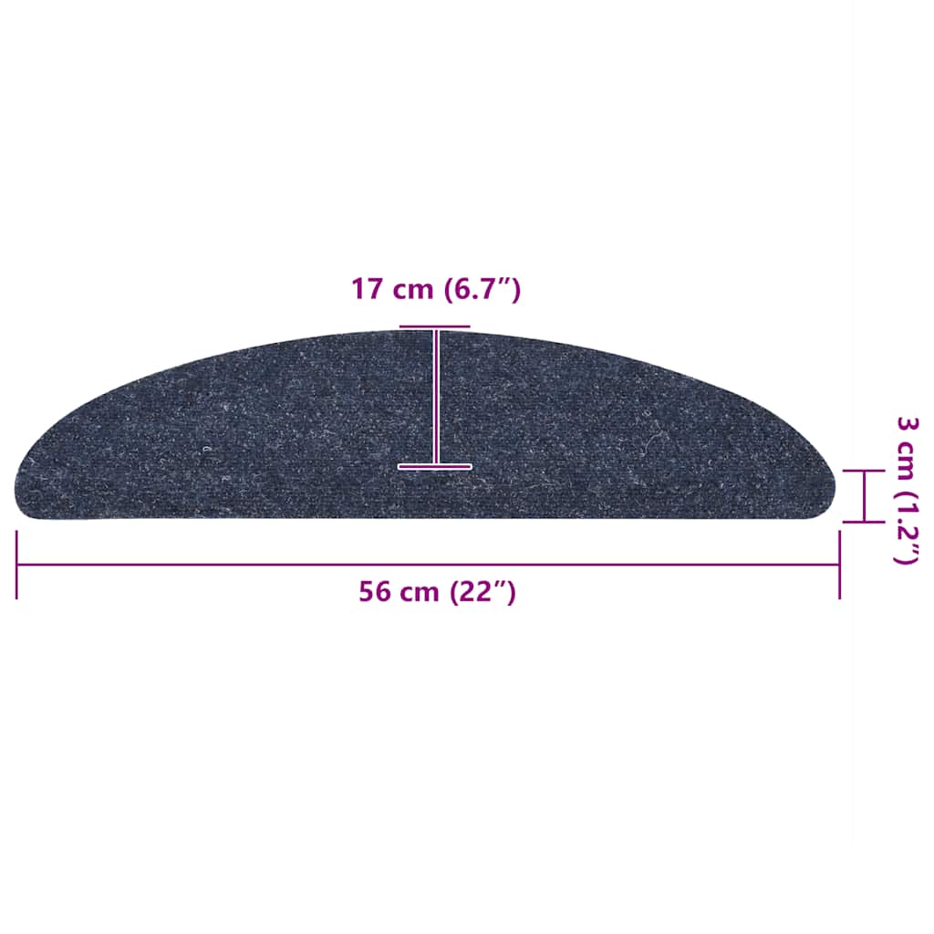 Stair Mats Self-adhesive 10 pcs 56x17x3 cm Blue Half Round