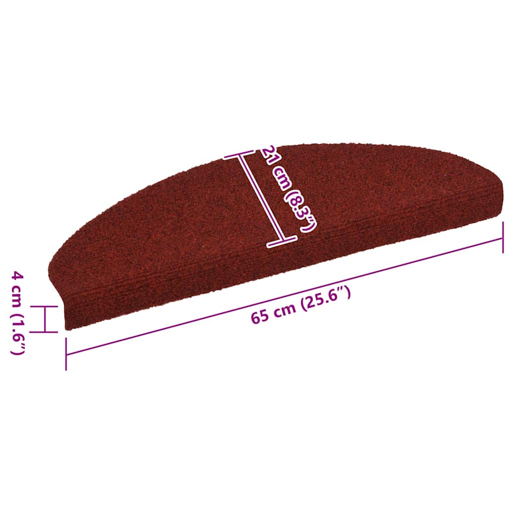 Stair Mats Self-adhesive 5 pcs 65x21x4 cm Bordeaux Red Half Round Large