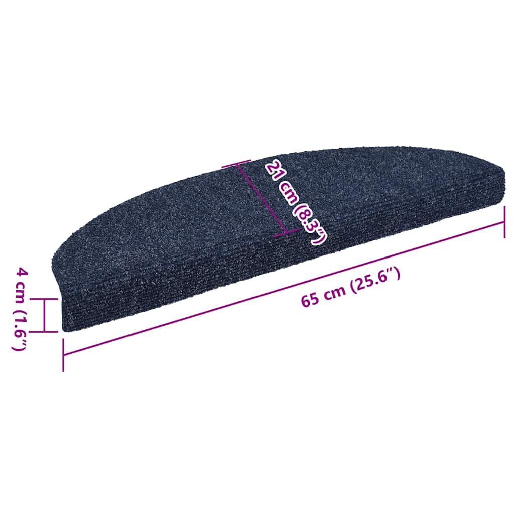Stair Mats Self-adhesive 5 pcs 65x21x4 cm Blue Half Round Large