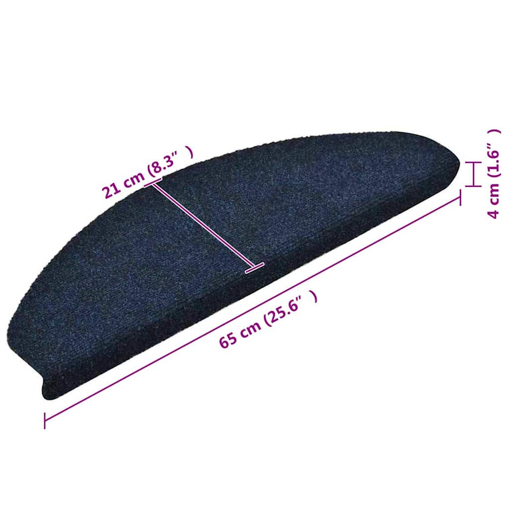 Stair Mats Self-adhesive 10 pcs 65x21x4 cm Navy Half Round Large