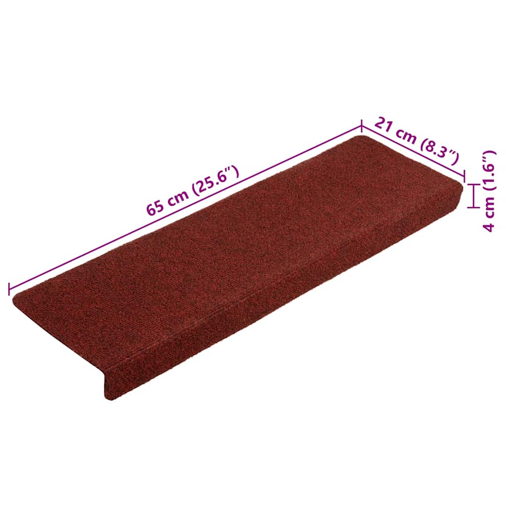 Stair Mats Self-adhesive 10 pcs 65x21x4 cm Bordeaux Red Rectangular Edge