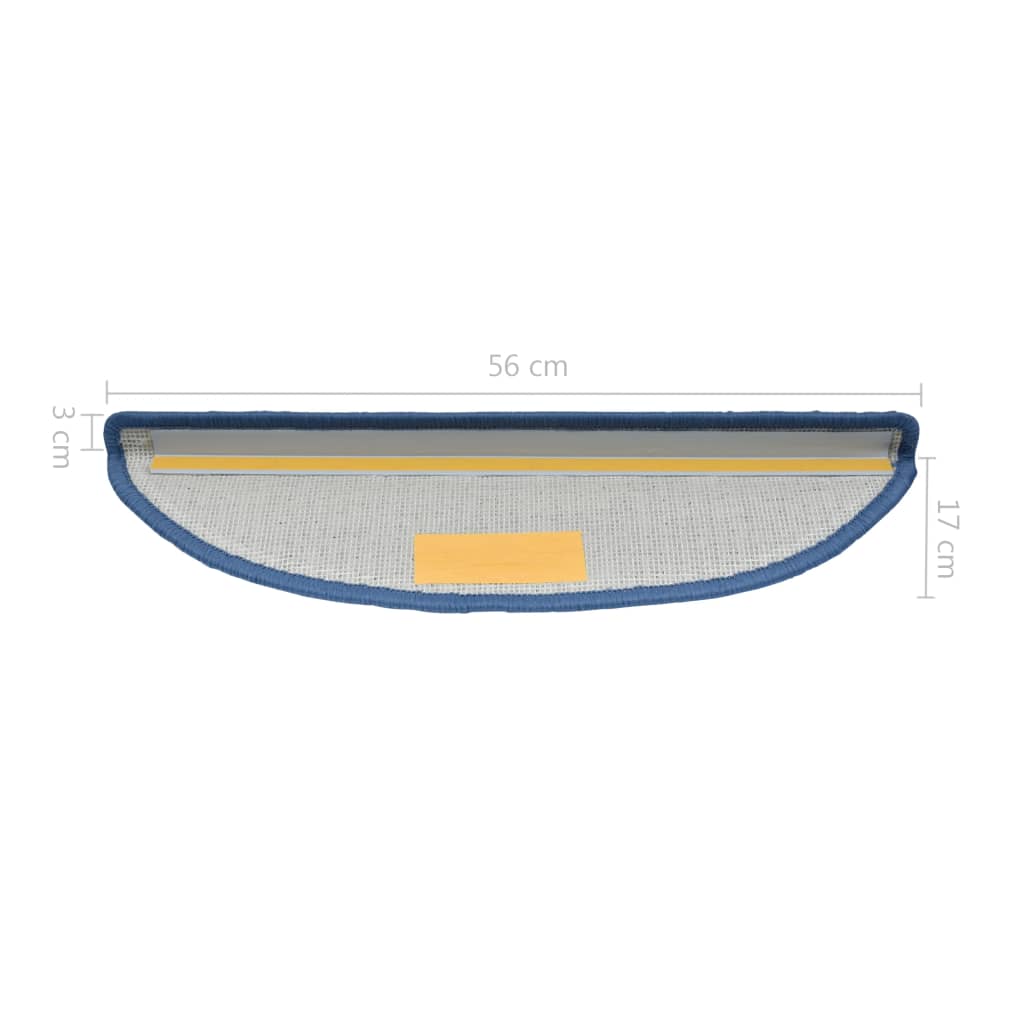 Stair Mats 10 pcs 56x17x3 cm Blue Half Round