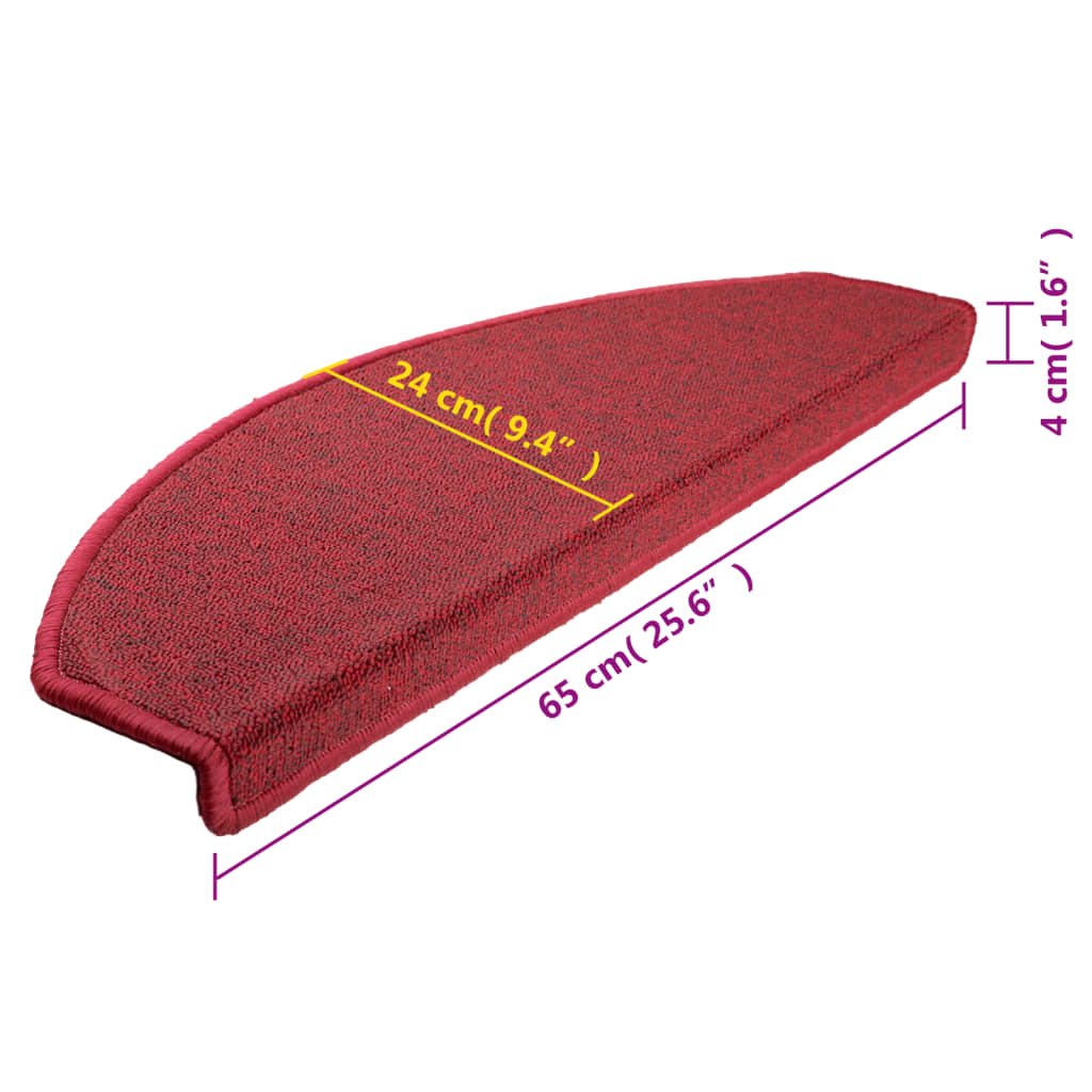 Stair Mats 10 pcs 65x24x4 cm Red Half Round Large