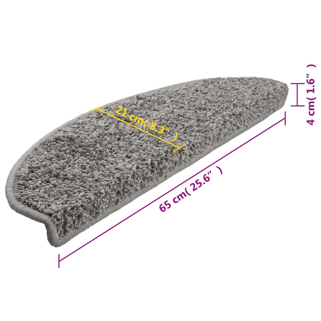 Stair Mats 10 pcs 65x21x4 cm Grey Half Round Large