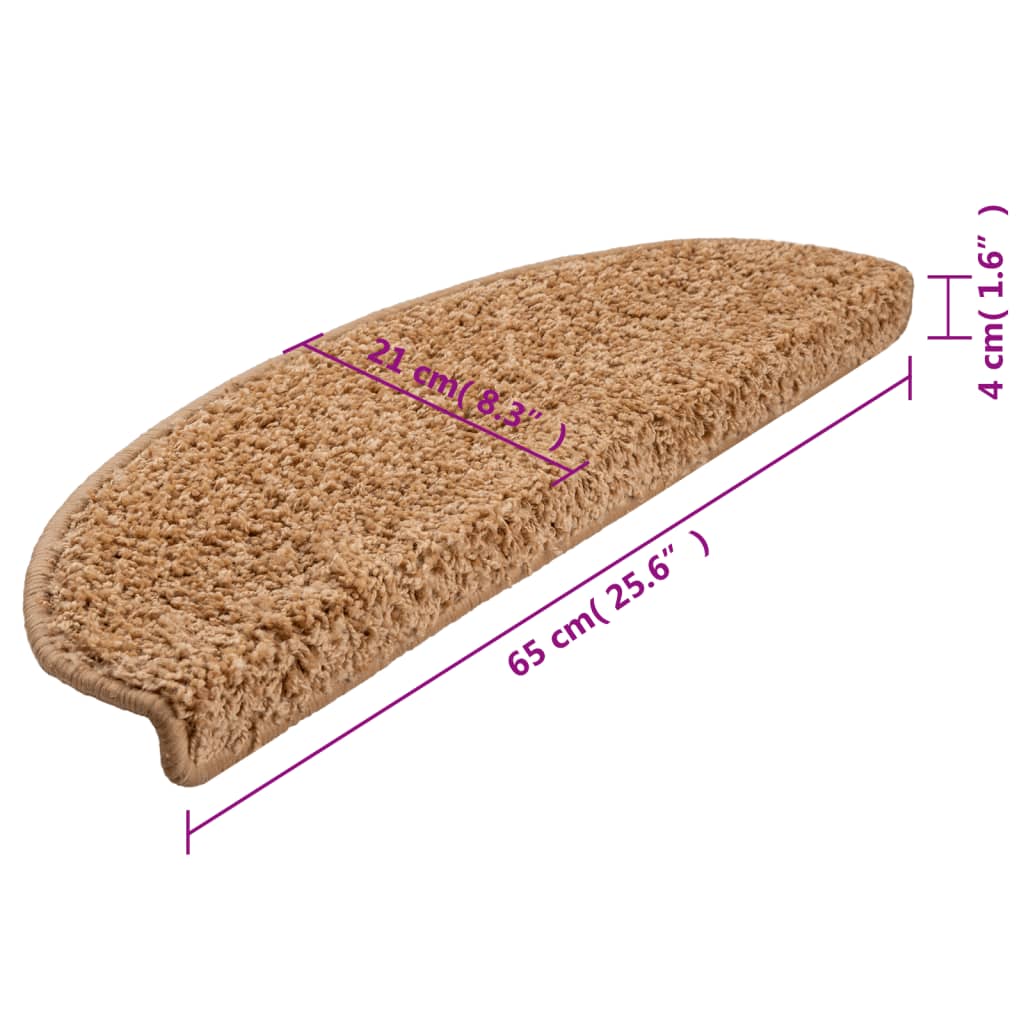 Stair Mats 10 pcs 65x21x4 cm Beige Half Round Large