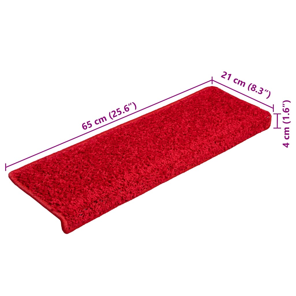 Stair Mats 10 pcs 65x21x4 cm Red Rectangular Edge