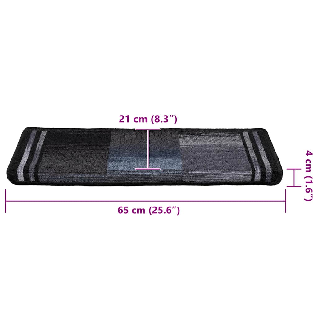 Stair Mat | Set of 5 | Black and grey | 100% Polyamide tufted