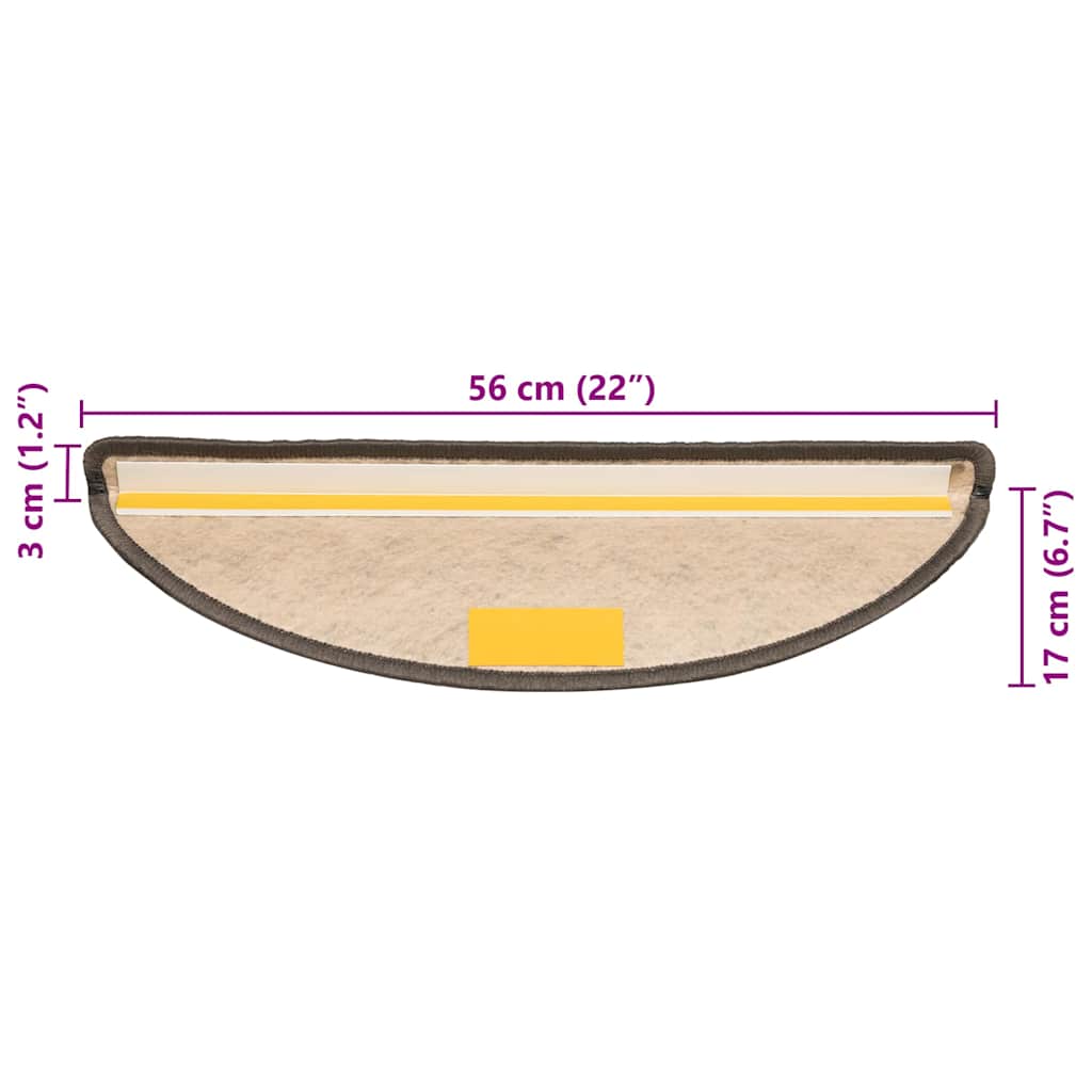 Stair Mats Self-adhesive Sisal-Look 15 pcs 56x17x3 cm Grey and Beige