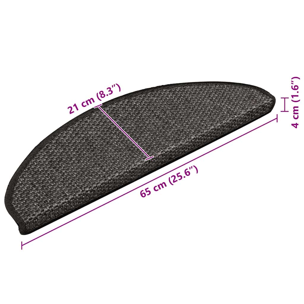 Stair Mats Self-adhesive Sisal-Look 15 pcs 65x21x4cm Anthracite