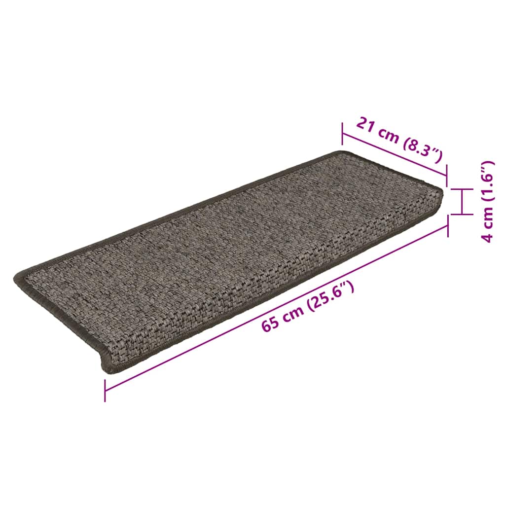 Stair Mats Self-adhesive Sisal-Look 15 pcs 65x21x4 cm Grey and Beige