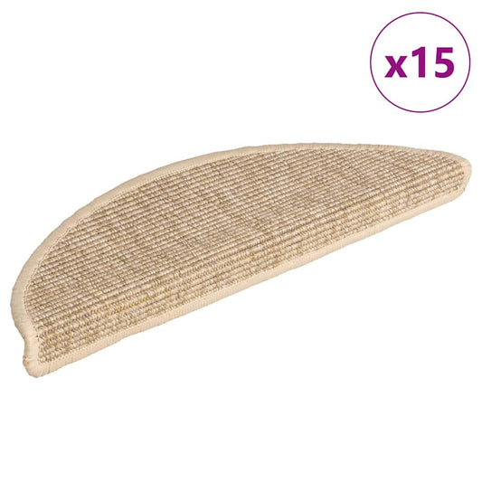 Stair Mats 15 pcs 56x17x3 cm Light Beige Half Round Stair Mats 15 pcs 56x17x3 cm Light Beige Half Round