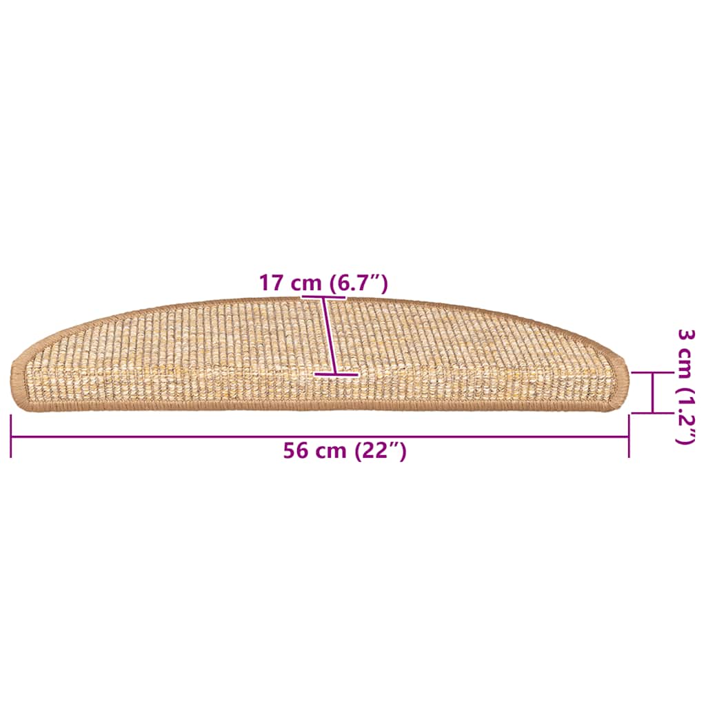 Stair Mats 15 pcs 56x17x3 cm Light Brown Half Round