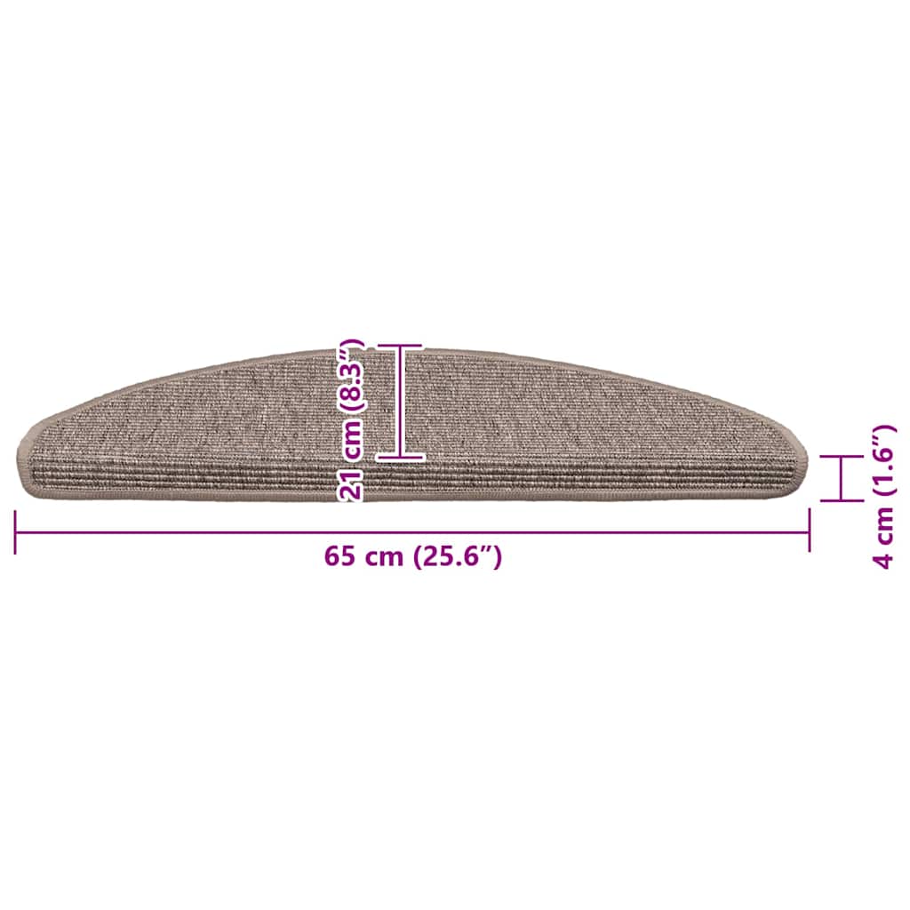 Stair Mats 15 pcs 65x21x4 cm Dark Beige Half Round Large