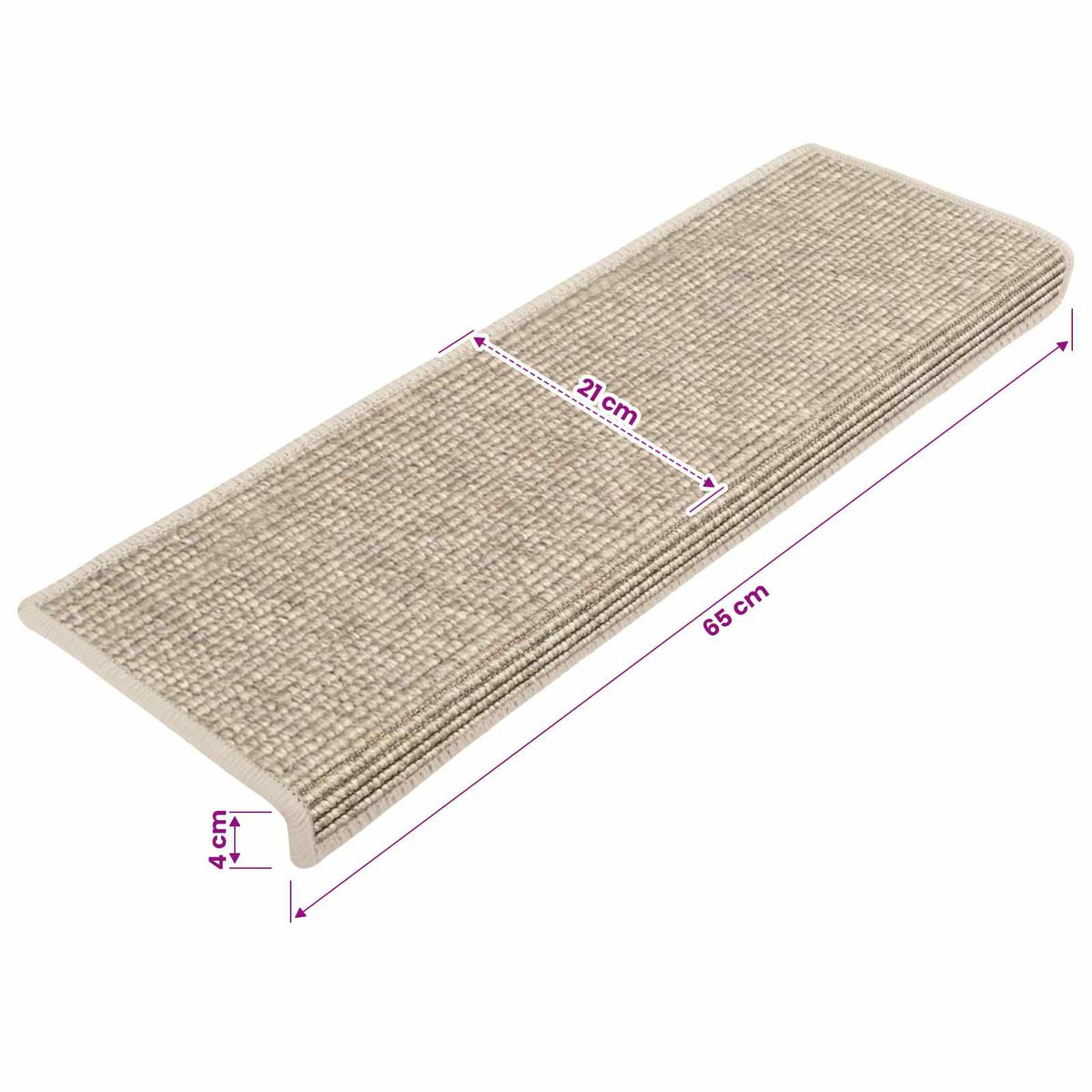 Stair Mats 15 pcs 65x21x4 cm Light Beige Rectangular Edge