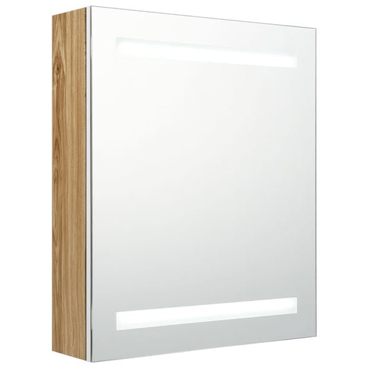 LED Bathroom Mirror Cabinet White and Oak 50x14x60 cm LED Bathroom Mirror Cabinet White and Oak 50x14x60 cm