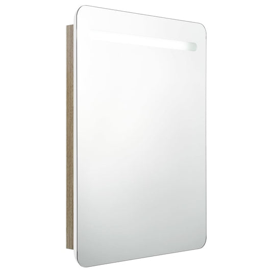 LED Bathroom Mirror Cabinet White and Oak 60x11x80 cm LED Bathroom Mirror Cabinet White and Oak 60x11x80 cm