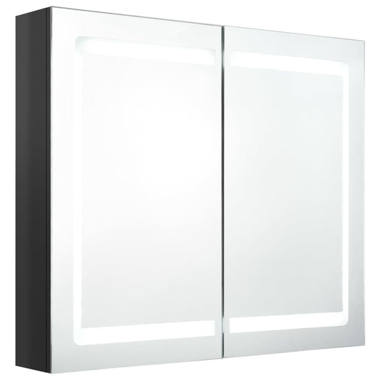 LED Bathroom Mirror Cabinet Shining Black 80x12x68 cm LED Bathroom Mirror Cabinet Shining Black 80x12x68 cm