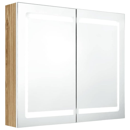 LED Bathroom Mirror Cabinet White and Oak 80x12x68 cm LED Bathroom Mirror Cabinet White and Oak 80x12x68 cm