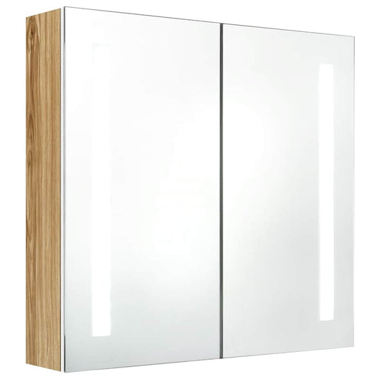 LED Bathroom Mirror Cabinet White and Oak 62x14x60 cm LED Bathroom Mirror Cabinet White and Oak 62x14x60 cm