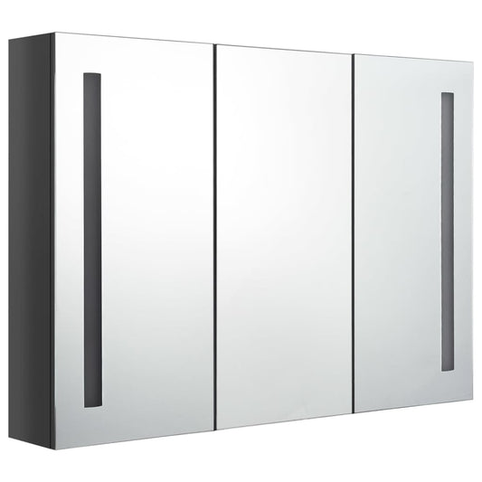 Bathroom Cabinet | Shining Grey | MDF with Melamine Finish, Glass Mirror Bathroom Cabinet | Shining Grey | MDF with Melamine Finish, Glass Mirror