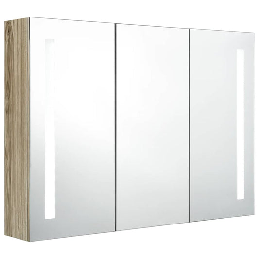 LED Bathroom Mirror Cabinet 89x14x62 cm Oak LED Bathroom Mirror Cabinet 89x14x62 cm Oak