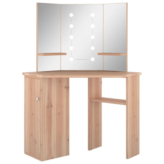 Corner Dressing Table with LED Oak 111x54x141.5 cm Corner Dressing Table with LED Oak 111x54x141.5 cm
