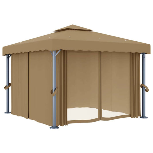 Gazebo with Curtain 3x3 m Taupe Aluminium Gazebo with Curtain 3x3 m Taupe Aluminium