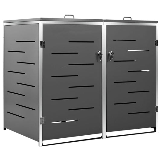 Double Wheelie Bin Shed 138x77.5x115 cm Stainless Steel Double Wheelie Bin Shed 138x77.5x115 cm Stainless Steel