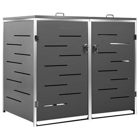Double Wheelie Bin Shed 138x77.5x115 cm Stainless Steel Double Wheelie Bin Shed 138x77.5x115 cm Stainless Steel