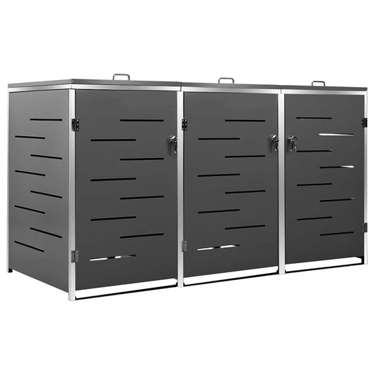 Triple Wheelie Bin Shed 207x77.5x115 cm Stainless Steel Triple Wheelie Bin Shed 207x77.5x115 cm Stainless Steel
