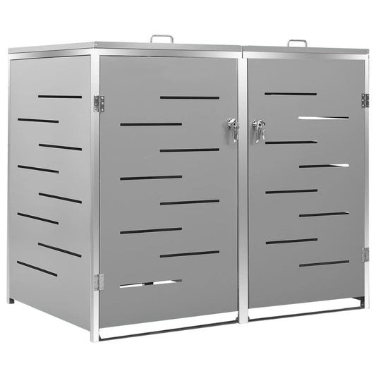 Double Wheelie Bin Shed 138x77.5x112.5 cm Stainless Steel Double Wheelie Bin Shed 138x77.5x112.5 cm Stainless Steel