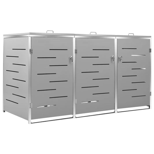 Triple Wheelie Bin Shed 207x77.5x112.5 cm Stainless Steel Triple Wheelie Bin Shed 207x77.5x112.5 cm Stainless Steel